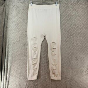 Just One Leggings Womens 2x White Distressed Skinny Ankle High Rise Club Dance